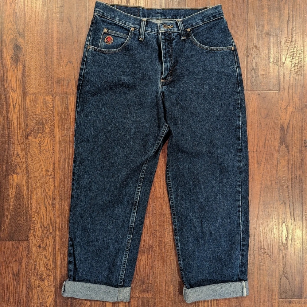Hand-Painted "The Great Wave off Kanagawa" Vintage High-Waisted Wrangler Jeans - Picture 4 of 7